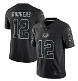 Men's Green Bay Packers #12 Aaron Rodgers Black Reflective Limited Stitched Football Jersey,baseball caps,new era cap wholesale,wholesale hats