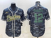 Men's Green Bay Packers #12 Aaron Rodgers Grey Green Camo With Patch Cool Base Stitched Baseball Jersey,baseball caps,new era cap wholesale,wholesale hats