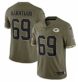 Men's Green Bay Packers #69 David Bakhtiari 2022 Olive Salute To Service Limited Stitched Jersey,baseball caps,new era cap wholesale,wholesale hats