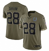 Men's Indianapolis Colts #28 Jonathan Taylor 2022 Olive Salute To Service Limited Stitched Jersey,baseball caps,new era cap wholesale,wholesale hats