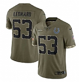 Men's Indianapolis Colts #53 Shaquille Leonard 2022 Olive Salute To Service Limited Stitched Jersey,baseball caps,new era cap wholesale,wholesale hats