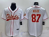 Men's Kansas City Chiefs #87 Travis Kelce White With Patch Cool Base Stitched Baseball Jersey,baseball caps,new era cap wholesale,wholesale hats