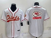Men's Kansas City Chiefs White Team Big Logo With Patch Cool Base Stitched Baseball Jersey,baseball caps,new era cap wholesale,wholesale hats