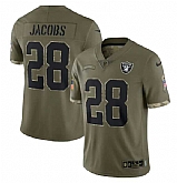 Men's Las Vegas Raiders #28 Josh Jacobs 2022 Olive Salute To Service Limited Stitched Jersey,baseball caps,new era cap wholesale,wholesale hats