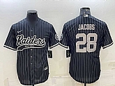 Men's Las Vegas Raiders #28 Josh Jacobs Black With Patch Cool Base Stitched Baseball Jersey,baseball caps,new era cap wholesale,wholesale hats