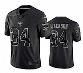 Men's Las Vegas Raiders #34 Bo Jackson Black Reflective Limited Stitched Football Jersey,baseball caps,new era cap wholesale,wholesale hats