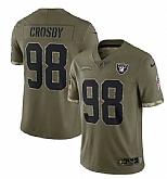 Men's Las Vegas Raiders #98 Maxx Crosby 2022 Olive Salute To Service Limited Stitched Jersey,baseball caps,new era cap wholesale,wholesale hats