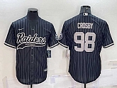 Men's Las Vegas Raiders #98 Maxx Crosby Black With Patch Cool Base Stitched Baseball Jersey,baseball caps,new era cap wholesale,wholesale hats