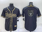Men's Las Vegas Raiders Black Gold Team Big Logo With Patch Cool Base Stitched Baseball Jersey,baseball caps,new era cap wholesale,wholesale hats