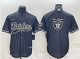 Men's Las Vegas Raiders Black Pinstripe Team Big Logo With Patch Cool Base Stitched Baseball Jersey,baseball caps,new era cap wholesale,wholesale hats