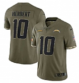 Men's Los Angeles Chargers #10 Justin Herbert 2022 Olive Salute To Service Limited Stitched Jersey,baseball caps,new era cap wholesale,wholesale hats
