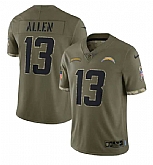 Men's Los Angeles Chargers #13 Keenan Allen 2022 Olive Salute To Service Limited Stitched Jersey,baseball caps,new era cap wholesale,wholesale hats