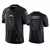 Men's Los Angeles Chargers #3 Derwin James Black Reflective Limited Stitched Football Jersey,baseball caps,new era cap wholesale,wholesale hats