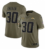 Men's Los Angeles Chargers #30 Austin Ekeler 2022 Olive Salute To Service Limited Stitched Jersey,baseball caps,new era cap wholesale,wholesale hats