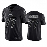 Men's Los Angeles Chargers #77 Zion Johnson Black Reflective Limited Stitched Football Jersey,baseball caps,new era cap wholesale,wholesale hats