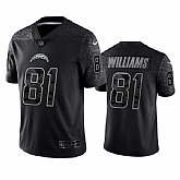Men's Los Angeles Chargers #81 Mike Williams Black Reflective Limited Stitched Football Jersey,baseball caps,new era cap wholesale,wholesale hats