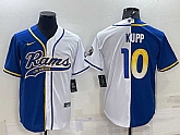 Men's Los Angeles Rams #10 Cooper Kupp Royal White Split With Patch Cool Base Stitched Baseball Jersey,baseball caps,new era cap wholesale,wholesale hats