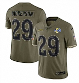 Men's Los Angeles Rams #29 Eric Dickerson 2022 Olive Salute To Service Limited Stitched Jersey,baseball caps,new era cap wholesale,wholesale hats
