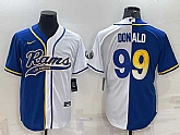 Men's Los Angeles Rams #99 Aaron Donald Royal White Split With Patch Cool Base Stitched Baseball Jersey,baseball caps,new era cap wholesale,wholesale hats