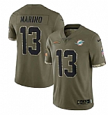 Men's Miami Dolphins #13 Dan Marino 2022 Olive Salute To Service Limited Stitched Jersey,baseball caps,new era cap wholesale,wholesale hats