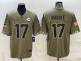 Men's Miami Dolphins #17 Jaylen Waddle 2022 Olive Salute To Service Limited Stitched Baseball Jersey,baseball caps,new era cap wholesale,wholesale hats
