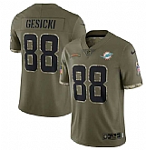 Men's Miami Dolphins #88 Mike Gesicki 2022 Olive Salute To Service Limited Stitched Jersey,baseball caps,new era cap wholesale,wholesale hats