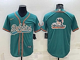 Men's Miami Dolphins Aqua Team Big Logo With Patch Cool Base Stitched Baseball Jersey,baseball caps,new era cap wholesale,wholesale hats