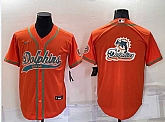 Men's Miami Dolphins Orange Team Big Logo With Patch Cool Base Stitched Baseball Jersey,baseball caps,new era cap wholesale,wholesale hats