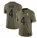 Men's Minnesota Vikings #4 Dalvin Cook 2022 Olive Salute To Service Limited Stitched Jersey,baseball caps,new era cap wholesale,wholesale hats