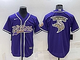 Men's Minnesota Vikings Purple Team Big Logo With Patch Cool Base Stitched Baseball Jersey,baseball caps,new era cap wholesale,wholesale hats