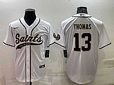 Men's New Orleans Saints #13 Michael Thomas White With Patch Cool Base Stitched Baseball Jersey,baseball caps,new era cap wholesale,wholesale hats