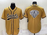 Men's New Orleans Saints Gold Team Big Logo With Patch Cool Base Stitched Baseball Jersey,baseball caps,new era cap wholesale,wholesale hats