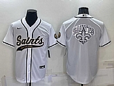 Men's New Orleans Saints White Team Big Logo With Patch Cool Base Stitched Baseball Jersey,baseball caps,new era cap wholesale,wholesale hats