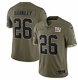 Men's New York Giants #26 Saquon Barkley 2022 Olive Salute To Service Limited Stitched Jersey,baseball caps,new era cap wholesale,wholesale hats