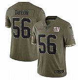 Men's New York Giants #56 Lawrence Taylor 2022 Olive Salute To Service Limited Stitched Jersey,baseball caps,new era cap wholesale,wholesale hats