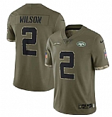 Men's New York Jets #2 Zach Wilson 2022 Olive Salute To Service Limited Stitched Jersey,baseball caps,new era cap wholesale,wholesale hats