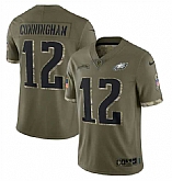 Men's Philadelphia Eagles #12 Randall Cunningham 2022 Olive Salute To Service Limited Stitched Jersey,baseball caps,new era cap wholesale,wholesale hats