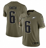 Men's Philadelphia Eagles #6 DeVonta Smith 2022 Olive Salute To Service Limited Stitched Jersey,baseball caps,new era cap wholesale,wholesale hats