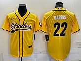 Men's Pittsburgh Steelers #22 Najee Harris Gold With Patch Cool Base Stitched Baseball Jersey,baseball caps,new era cap wholesale,wholesale hats