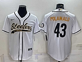 Men's Pittsburgh Steelers #43 Troy Polamalu White With Patch Cool Base Stitched Baseball Jersey,baseball caps,new era cap wholesale,wholesale hats