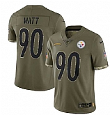 Men's Pittsburgh Steelers #90 T. J. Watt 2022 Olive Salute To Service Limited Stitched Jersey,baseball caps,new era cap wholesale,wholesale hats