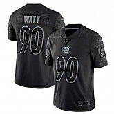 Men's Pittsburgh Steelers #90 T.J. Watt Black Reflective Limited Stitched Jersey Dyin,baseball caps,new era cap wholesale,wholesale hats