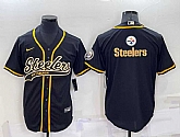 Men's Pittsburgh Steelers Black Team Big Logo With Patch Cool Base Stitched Baseball Jersey,baseball caps,new era cap wholesale,wholesale hats