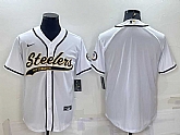 Men's Pittsburgh Steelers White Team Big Logo With Patch Cool Base Stitched Baseball Jersey,baseball caps,new era cap wholesale,wholesale hats