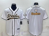 Men's Pittsburgh Steelers White Team Big Logo With Patch Cool Base Stitched Baseball Jerseys,baseball caps,new era cap wholesale,wholesale hats