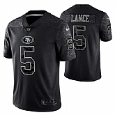 Men's San Francisco 49ers #5 Trey Lance Black Reflective Limited Stitched Football Jersey,baseball caps,new era cap wholesale,wholesale hats