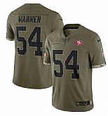 Men's San Francisco 49ers #54 Fred Warner 2022 Olive Salute To Service Limited Stitched Jersey,baseball caps,new era cap wholesale,wholesale hats
