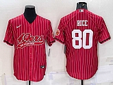 Men's San Francisco 49ers #80 Jerry Rice Red Pinstripe With Patch Cool Base Stitched Baseball Jersey,baseball caps,new era cap wholesale,wholesale hats