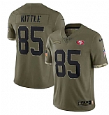 Men's San Francisco 49ers #85 George Kittle 2022 Olive Salute To Service Limited Stitched Jersey,baseball caps,new era cap wholesale,wholesale hats