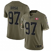 Men's San Francisco 49ers #97 Nick Bosa 2022 Olive Salute To Service Limited Stitched Jersey,baseball caps,new era cap wholesale,wholesale hats